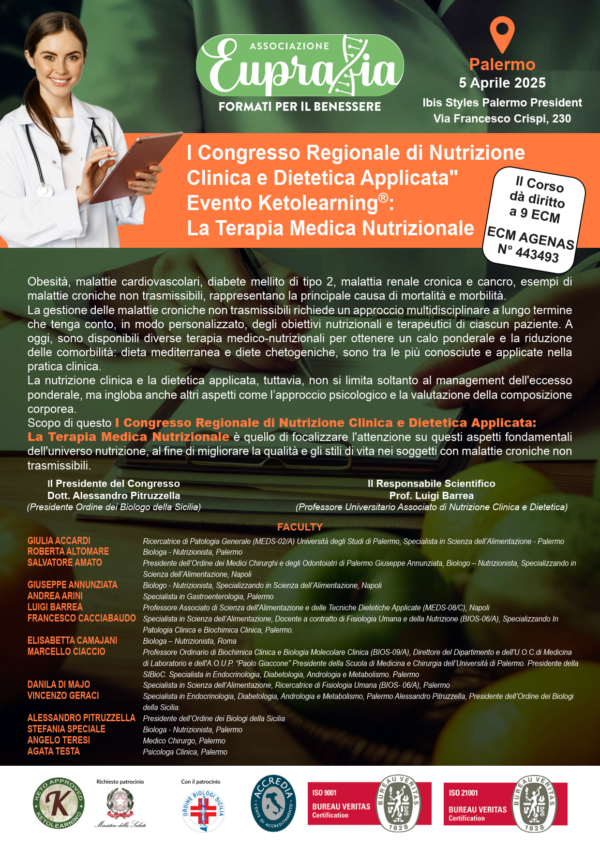 I Congresso Regionale di "Nutrizione Clinica e Dietetica Applicata" Evento Ketolearning®: La Terapia Medica Nutrizionale